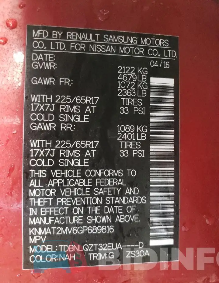 KNMAT2MV6GP689816 Photo# 12