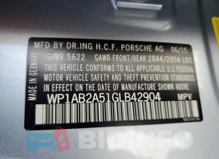WP1AB2A51GLB42904 Photo# 13