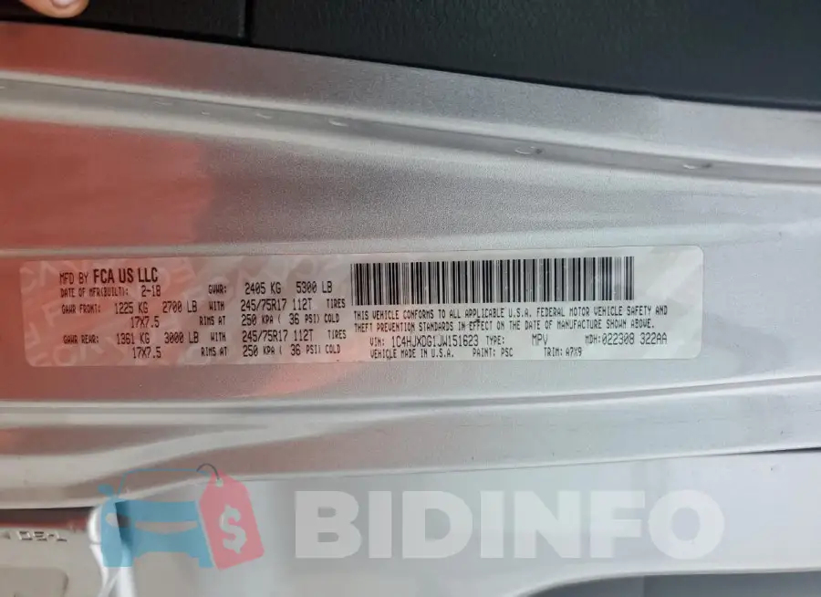 1C4HJXDG1JW151623 Photo# 12