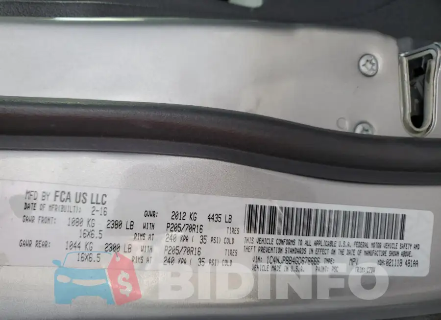 1C4NJPBB4GD678666 Photo# 13