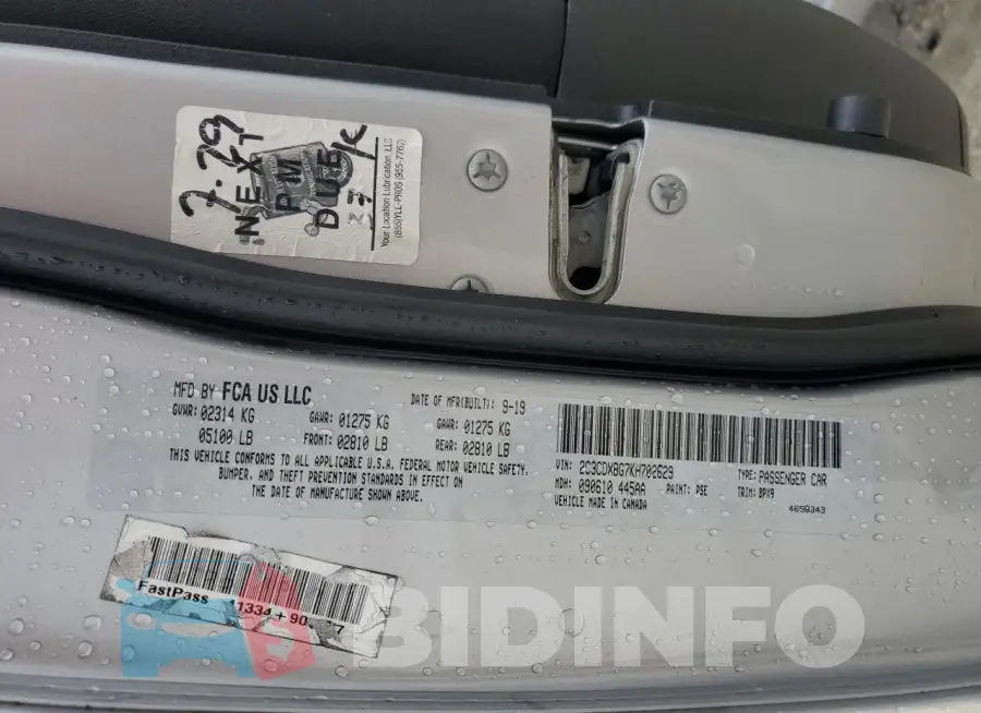 2C3CDXBG7KH702629 Photo# 12