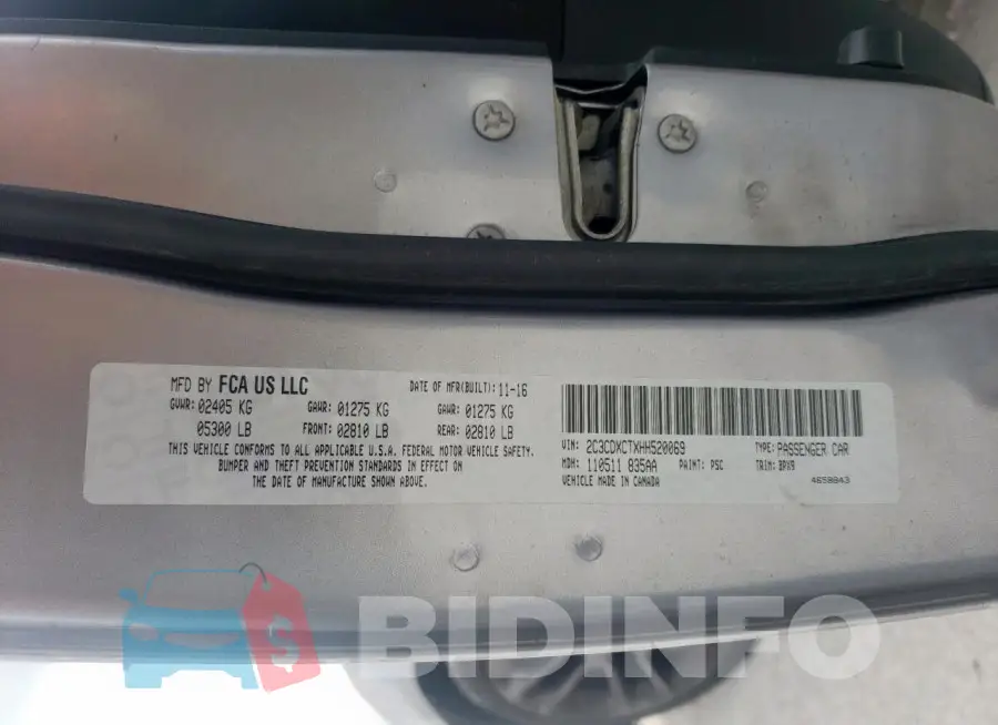 2C3CDXCTXHH520069 Photo# 12