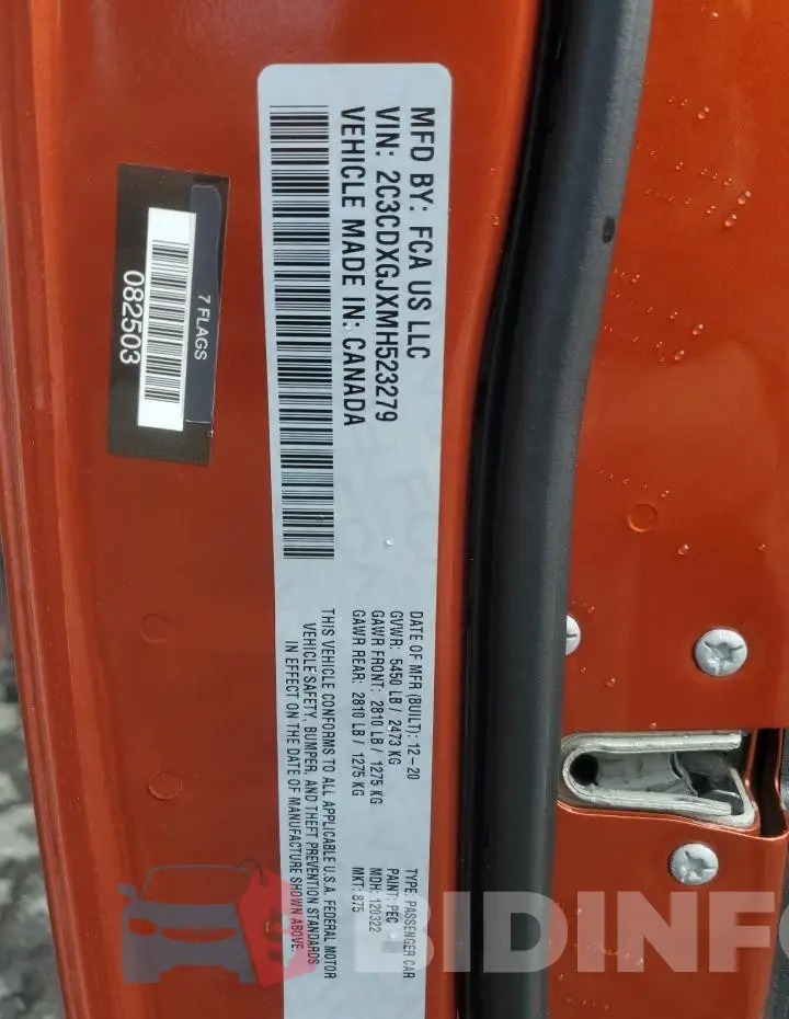 2C3CDXGJXMH523279 Photo# 12