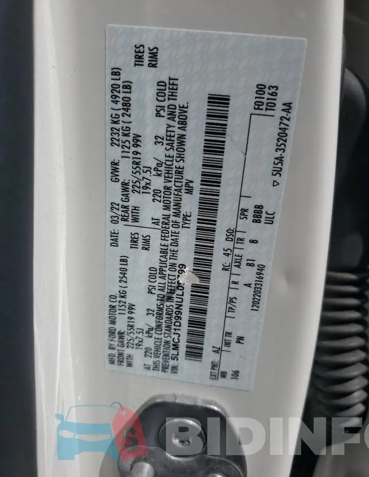 5LMCJ1D99NUL08799 Photo# 13