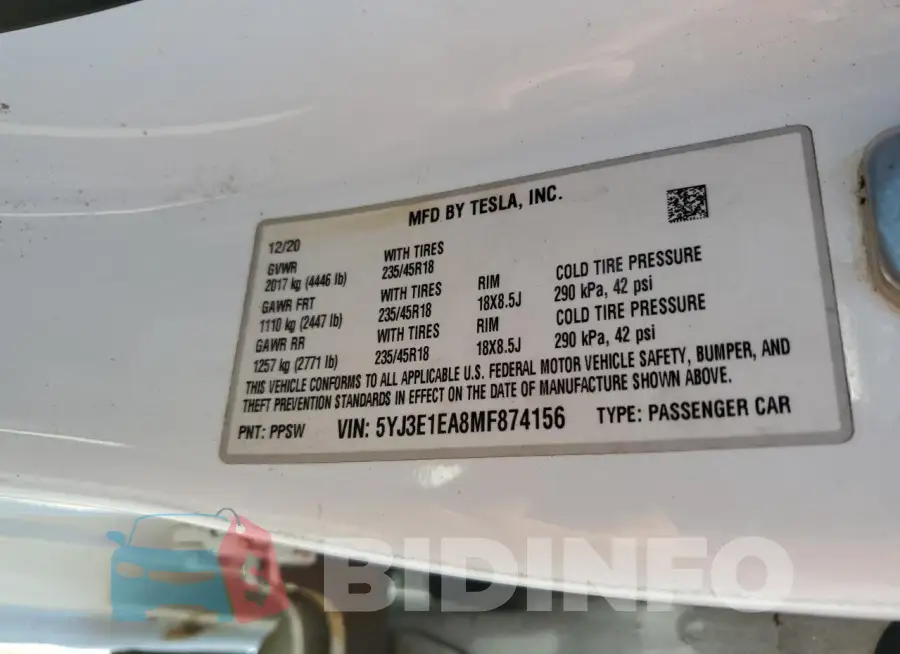 5YJ3E1EA8MF874156 Photo# 12
