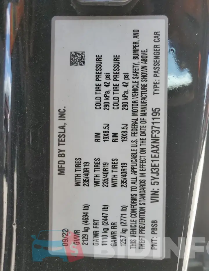 5YJ3E1EAXNF371195 Photo# 12