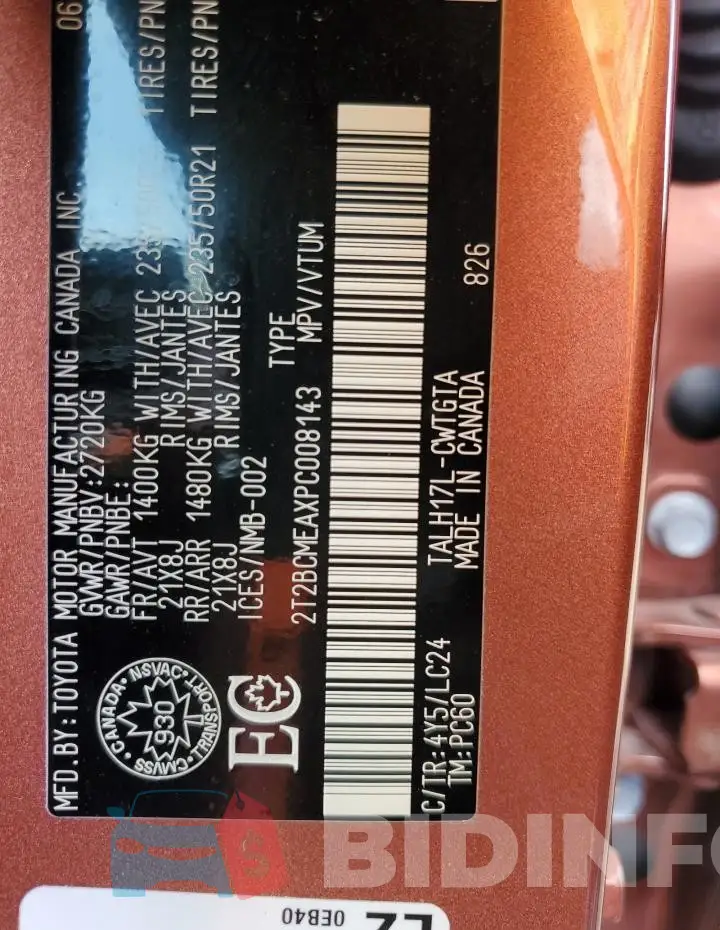 2T2BCMEAXPC008143 Photo# 12