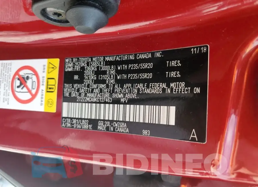 2T2ZZMCA8KC127463 Photo# 12