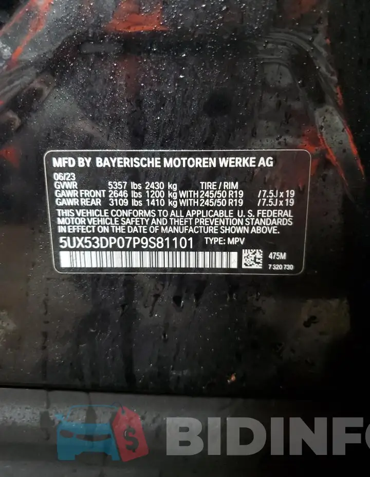 5UX53DP07P9S81101 Photo# 12