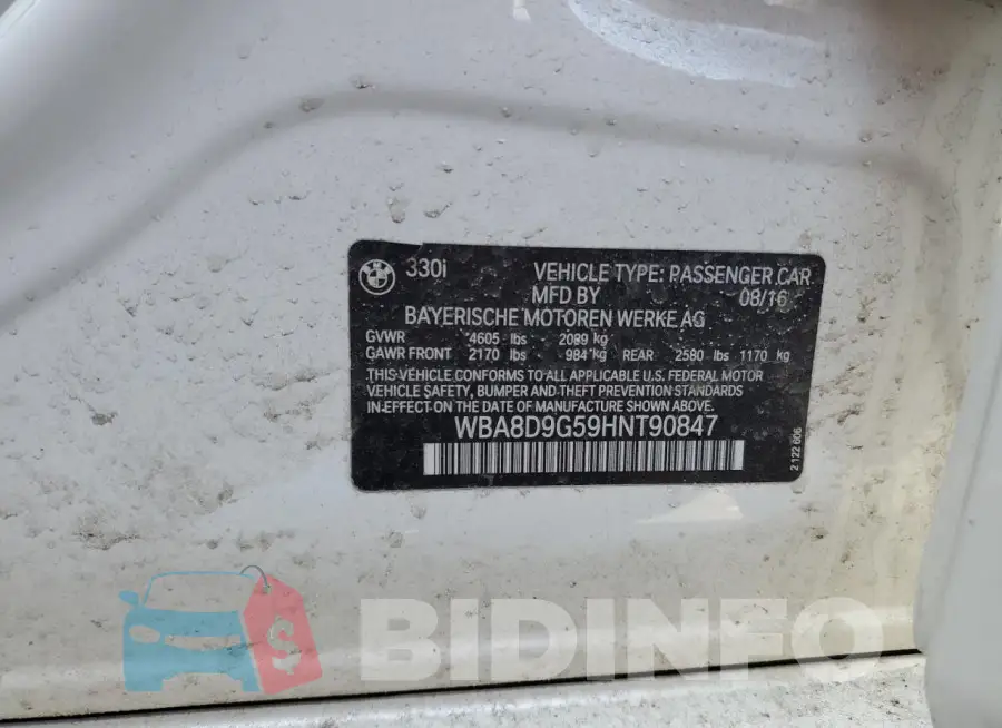 WBA8D9G59HNT90847 Photo# 12
