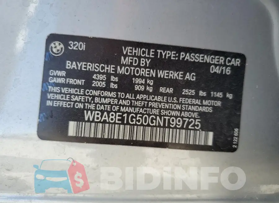 WBA8E1G50GNT99725 Photo# 12