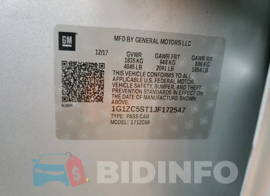 1G1ZC5ST1JF172547 Photo# 12