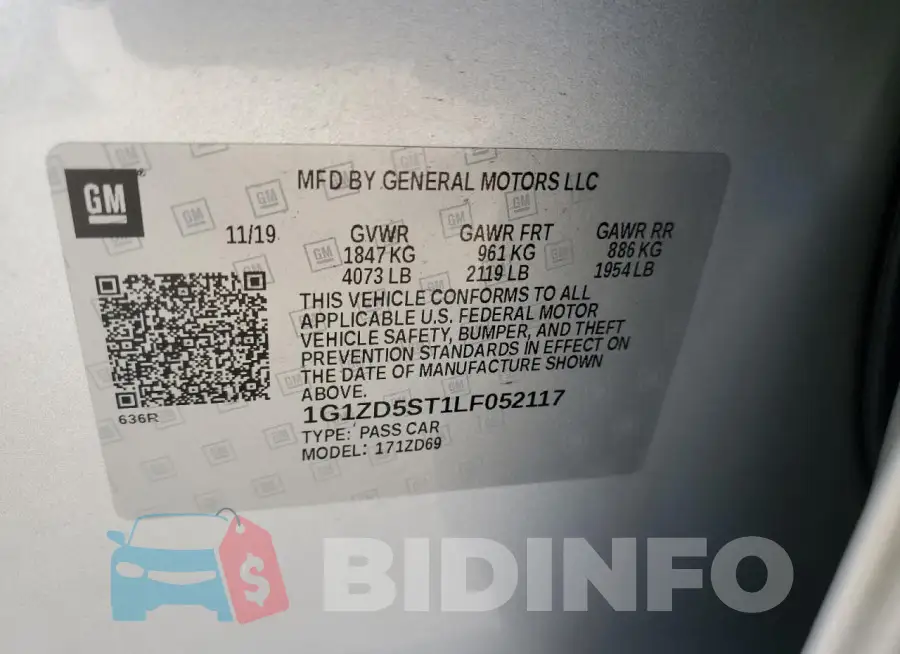 1G1ZD5ST1LF052117 Photo# 12