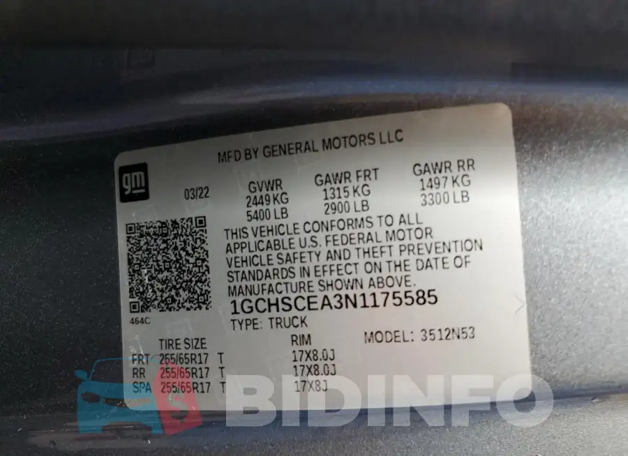 1GCHSCEA3N1175585 Photo# 12