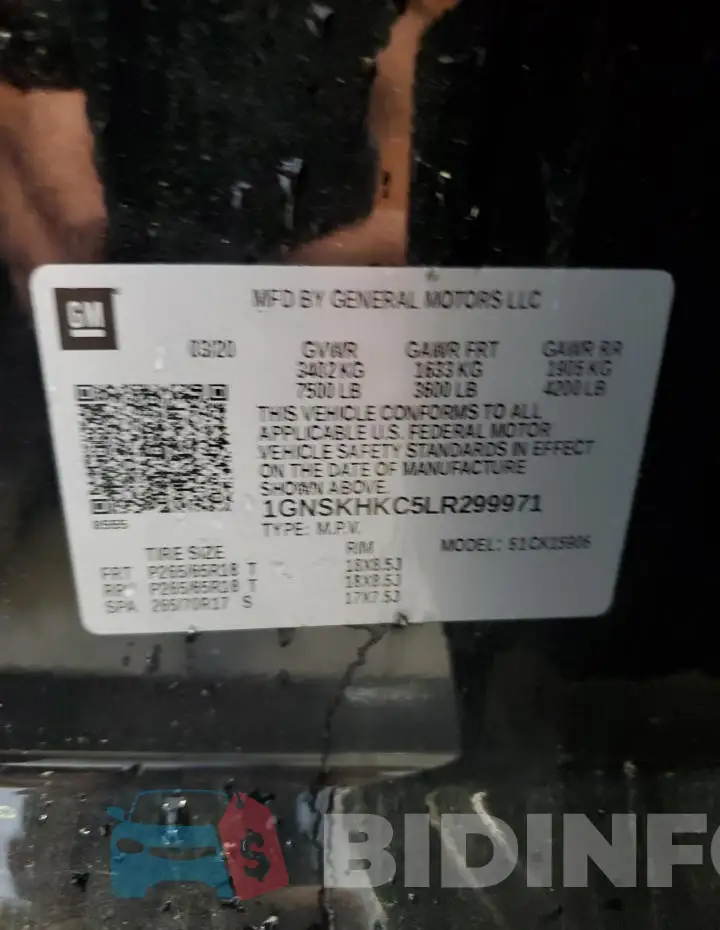 1GNSKHKC5LR299971 Photo# 13