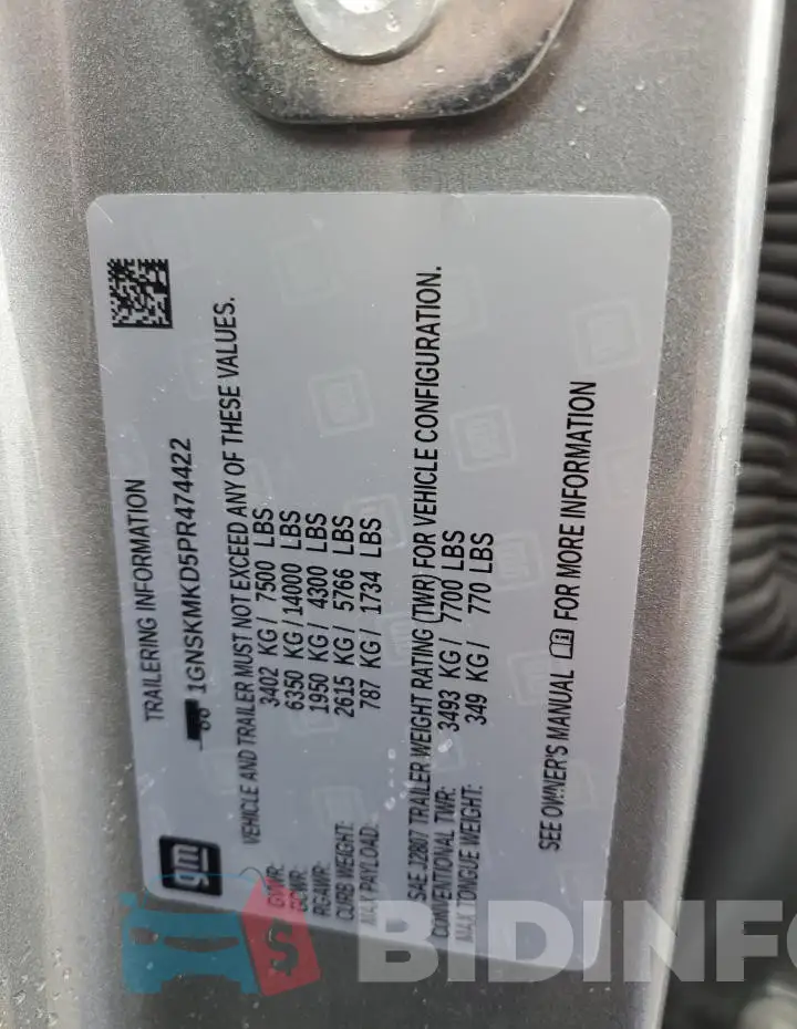 1GNSKMKD5PR474422 Photo# 13