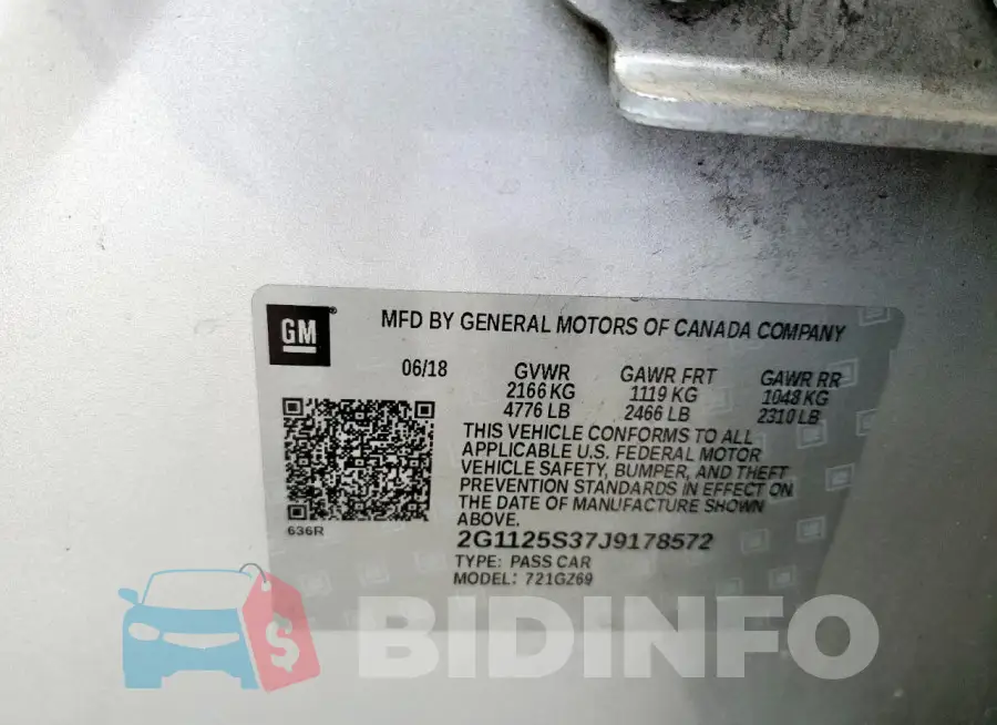 2G1125S37J9178572 Photo# 12