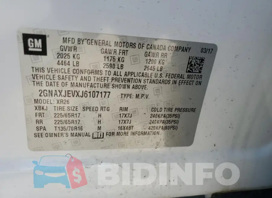 2GNAXJEVXJ6107177 Photo# 13