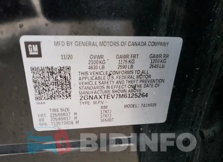 2GNAXTEV7M6125264 Photo# 13