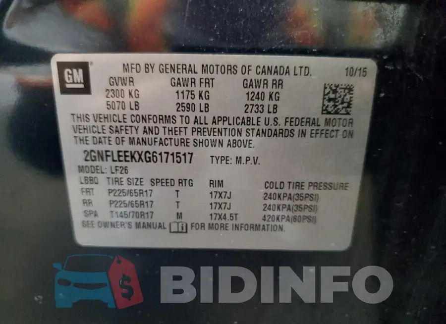 2GNFLEEKXG6171517 Photo# 13