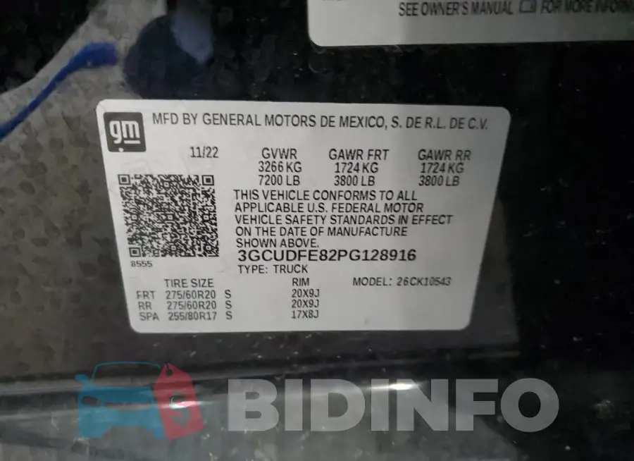 3GCUDFE82PG128916 Photo# 12