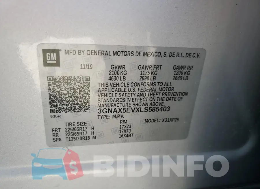3GNAX5EVXLS585403 Photo# 13