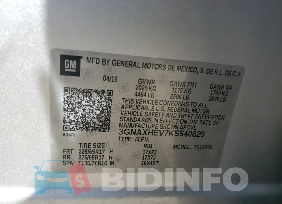 3GNAXHEV7KS640826 Photo# 13