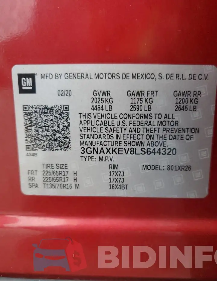 3GNAXKEV8LS644320 Photo# 13