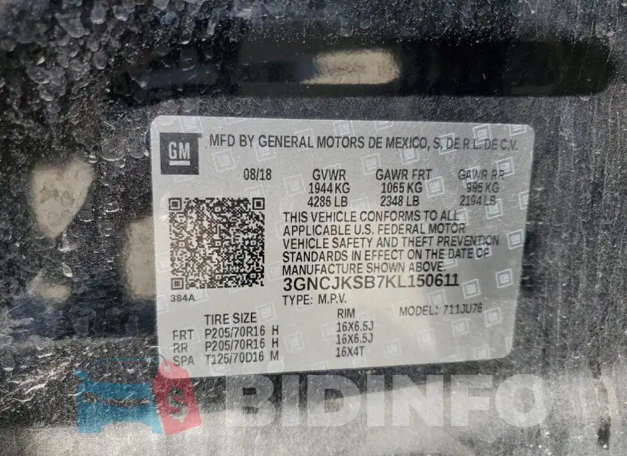 3GNCJKSB7KL150611 Photo# 13