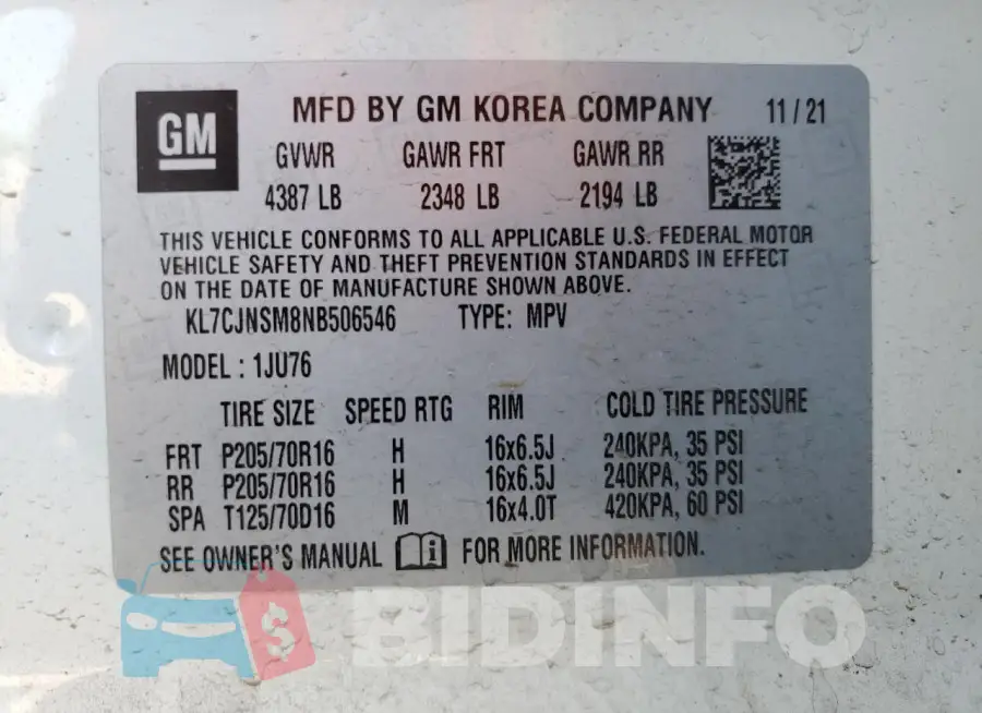 KL7CJNSM8NB506546 Photo# 14