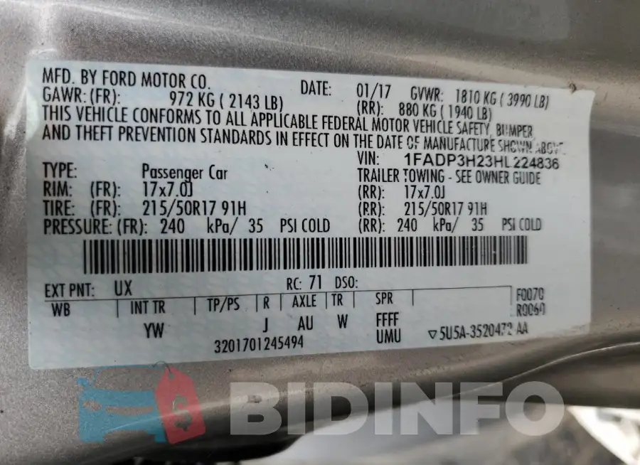 1FADP3H23HL224836 Photo# 12