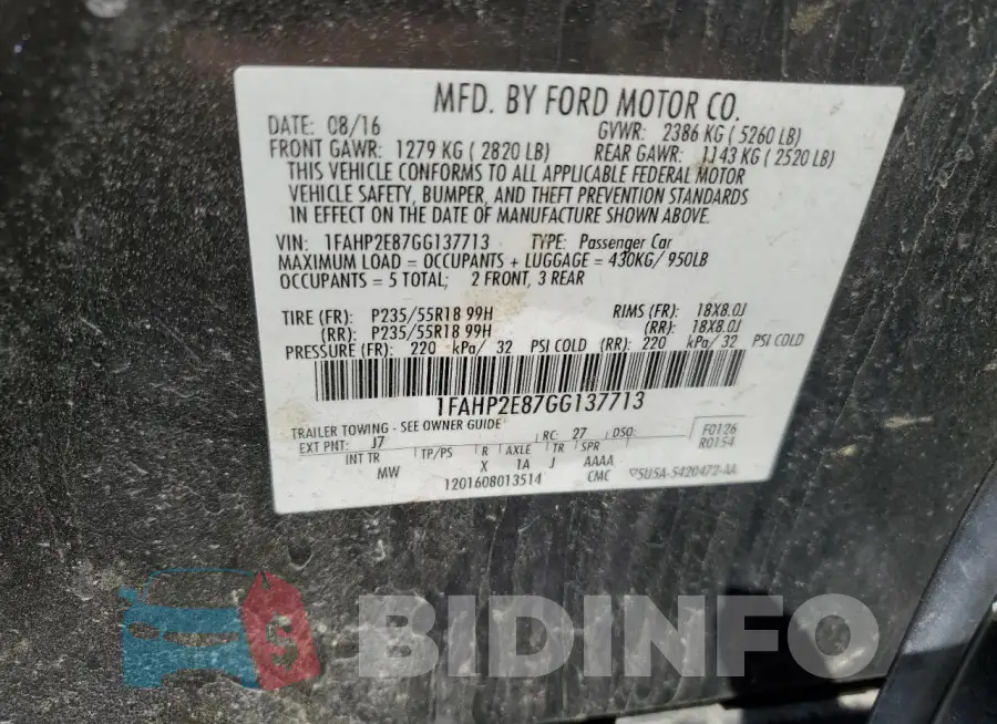 1FAHP2E87GG137713 Photo# 12