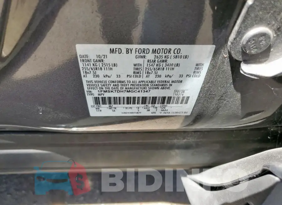 1FMSK7DH7MGC41347 Photo# 13