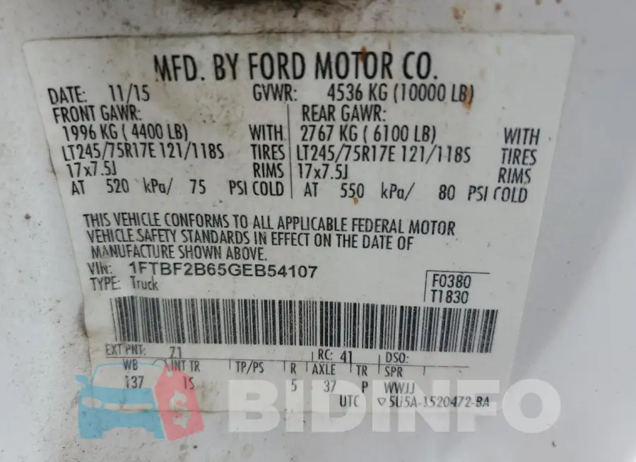 1FTBF2B65GEB54107 Photo# 12