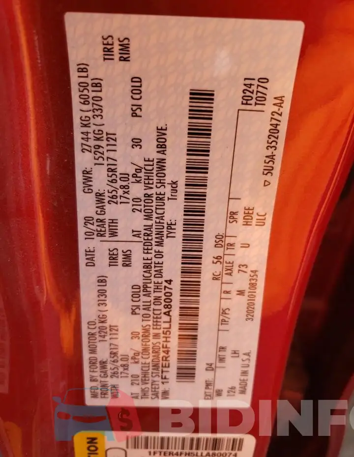 1FTER4FH5LLA80074 Photo# 12