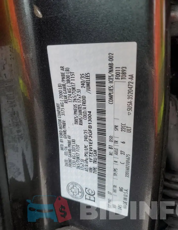 1FTEW1EF3GFB13004 Photo# 12