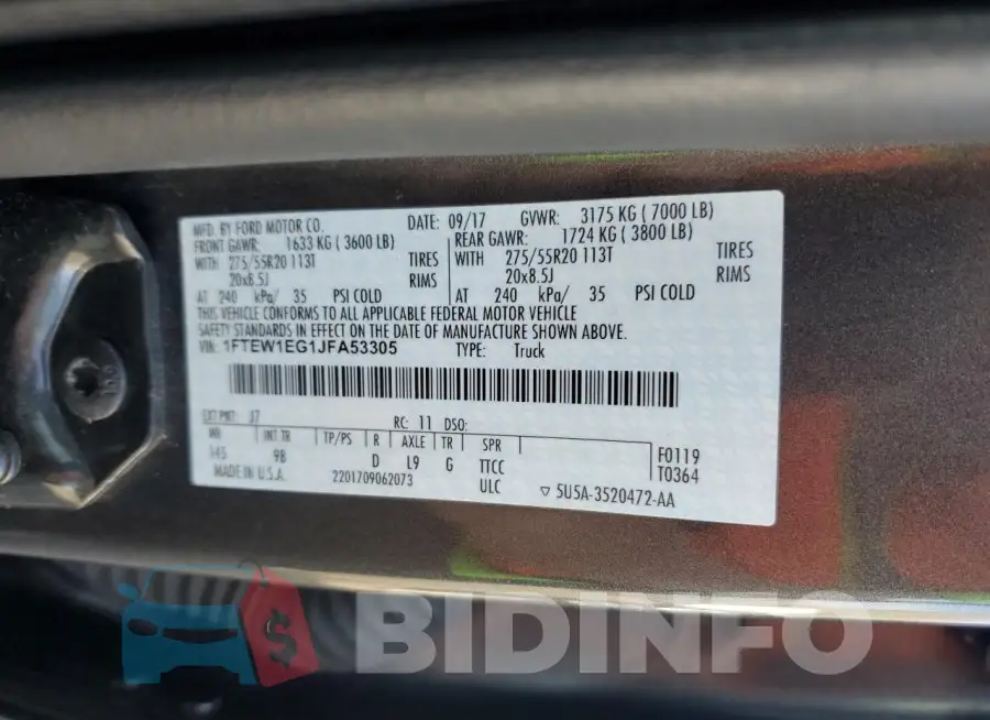 1FTEW1EG1JFA53305 Photo# 12