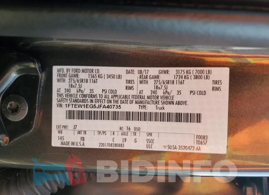 1FTEW1EG5JFA40735 Photo# 13