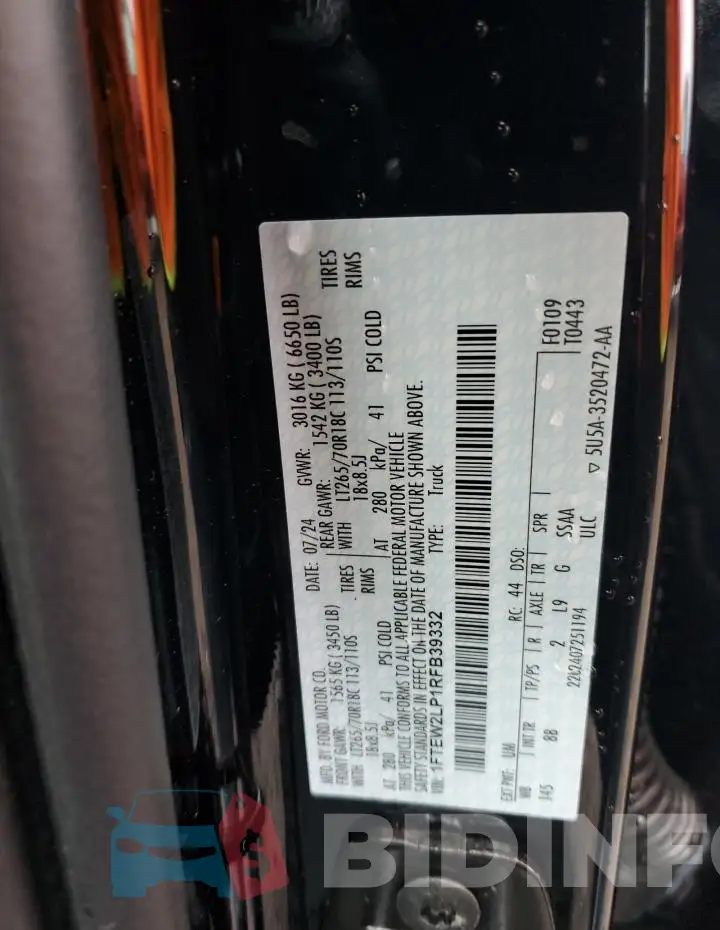 1FTEW2LP1RFB39332 Photo# 12