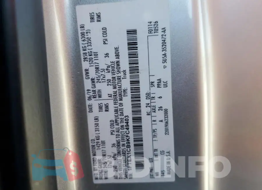 1FTEX1CB9KFC49403 Photo# 12