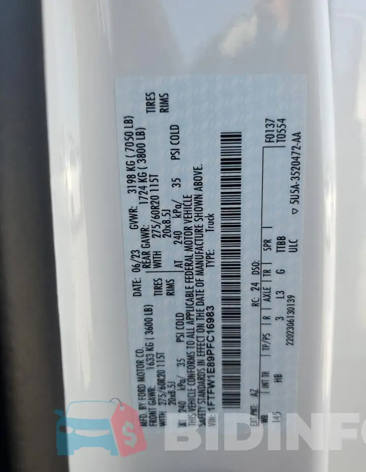 1FTFW1E89PFC16983 Photo# 12