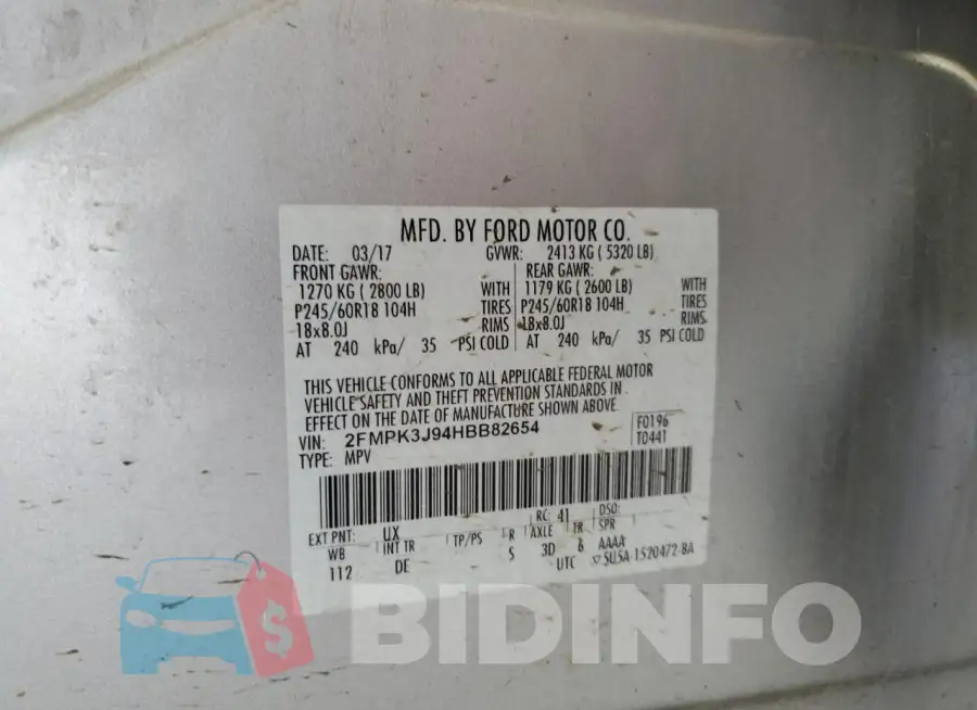 2FMPK3J94HBB82654 Photo# 13