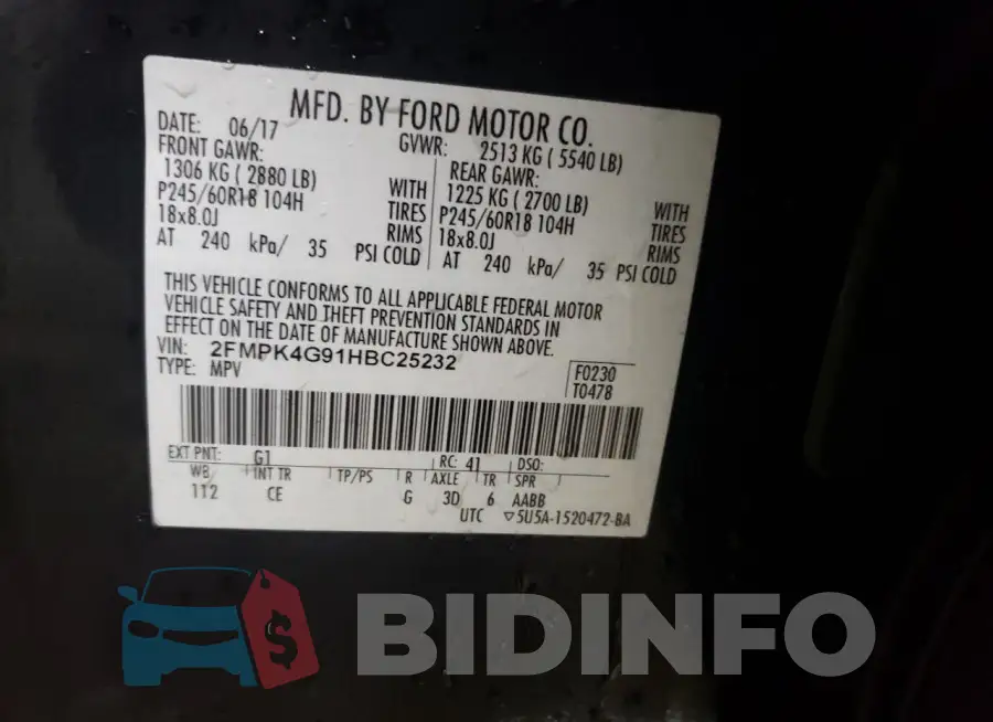 2FMPK4G91HBC25232 Photo# 12