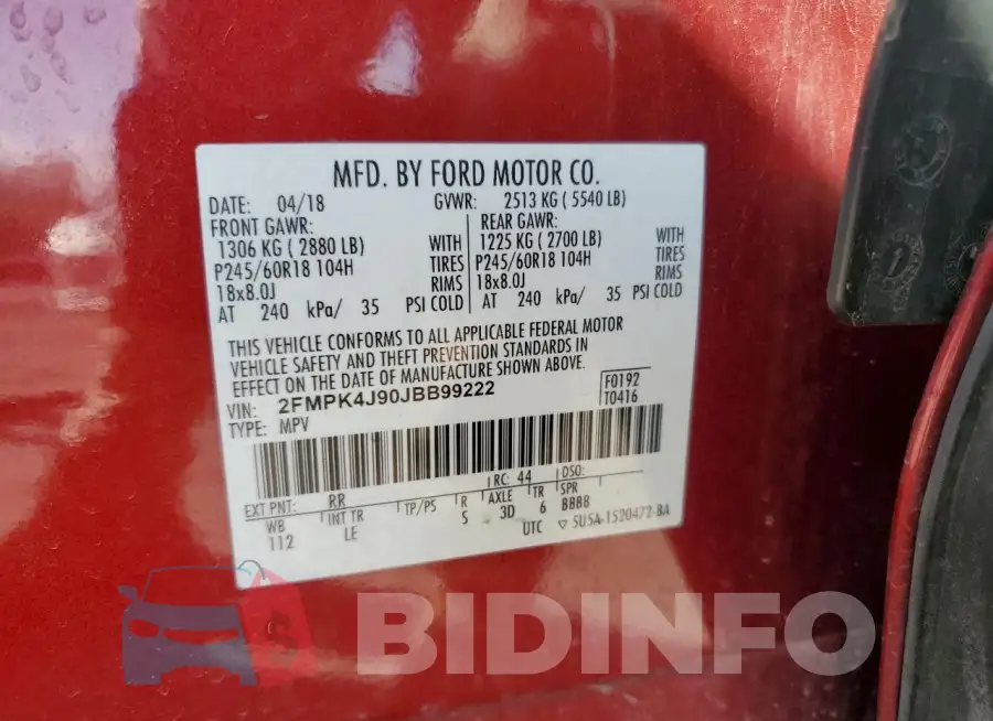 2FMPK4J90JBB99222 Photo# 13