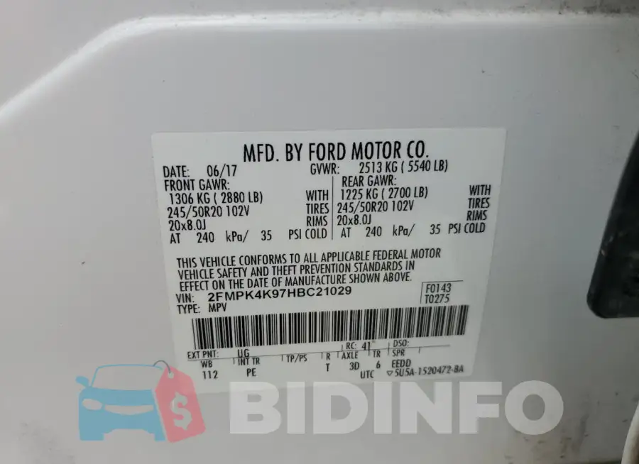 2FMPK4K97HBC21029 Photo# 13