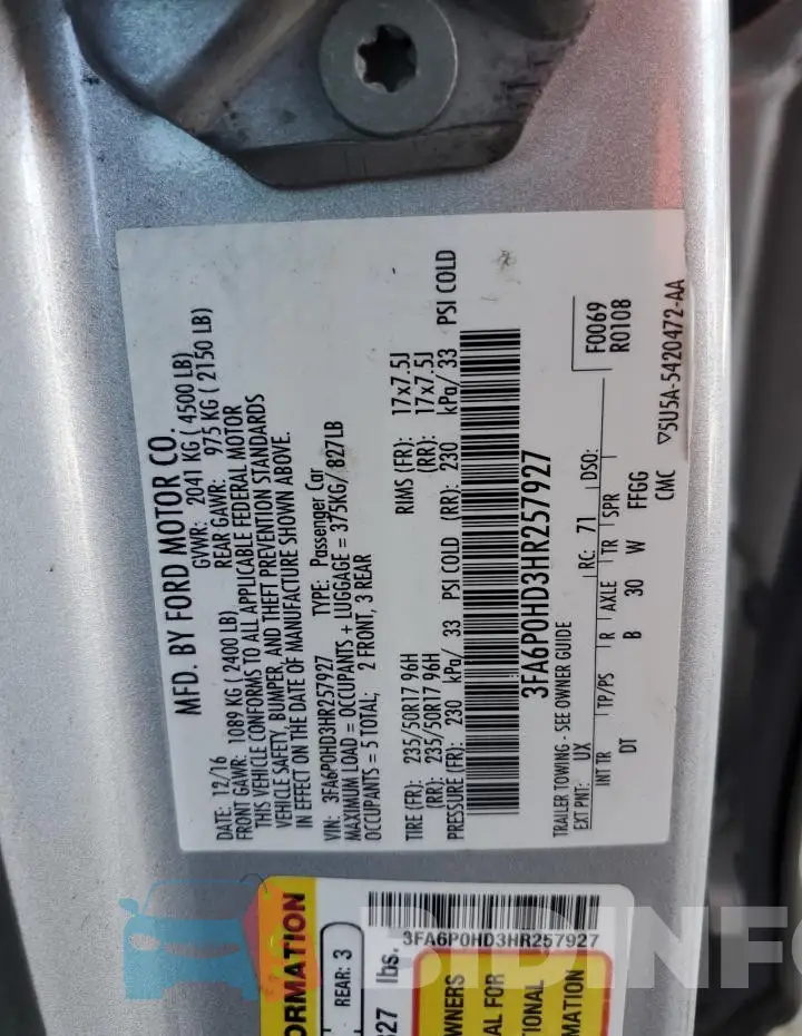 3FA6P0HD3HR257927 Photo# 12