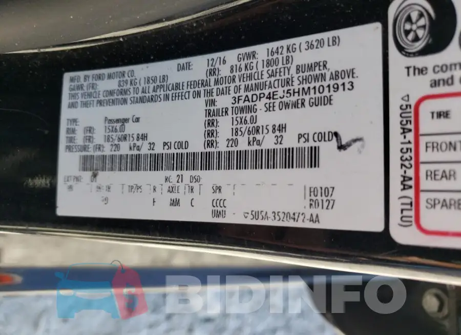 3FADP4EJ5HM101913 Photo# 12
