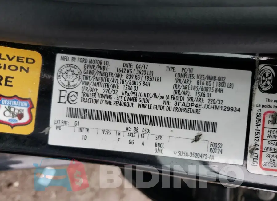 3FADP4EJXHM129934 Photo# 12