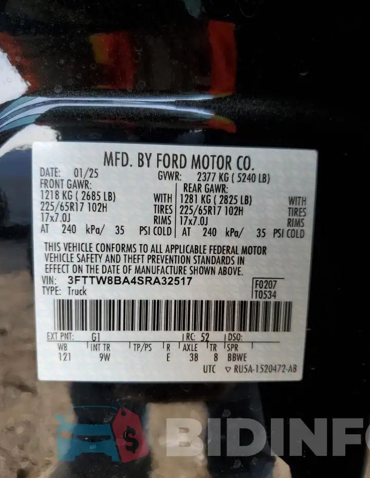 3FTTW8BA4SRA32517 Photo# 12
