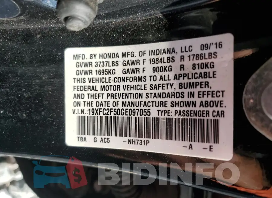 19XFC2F50GE097055 Photo# 12